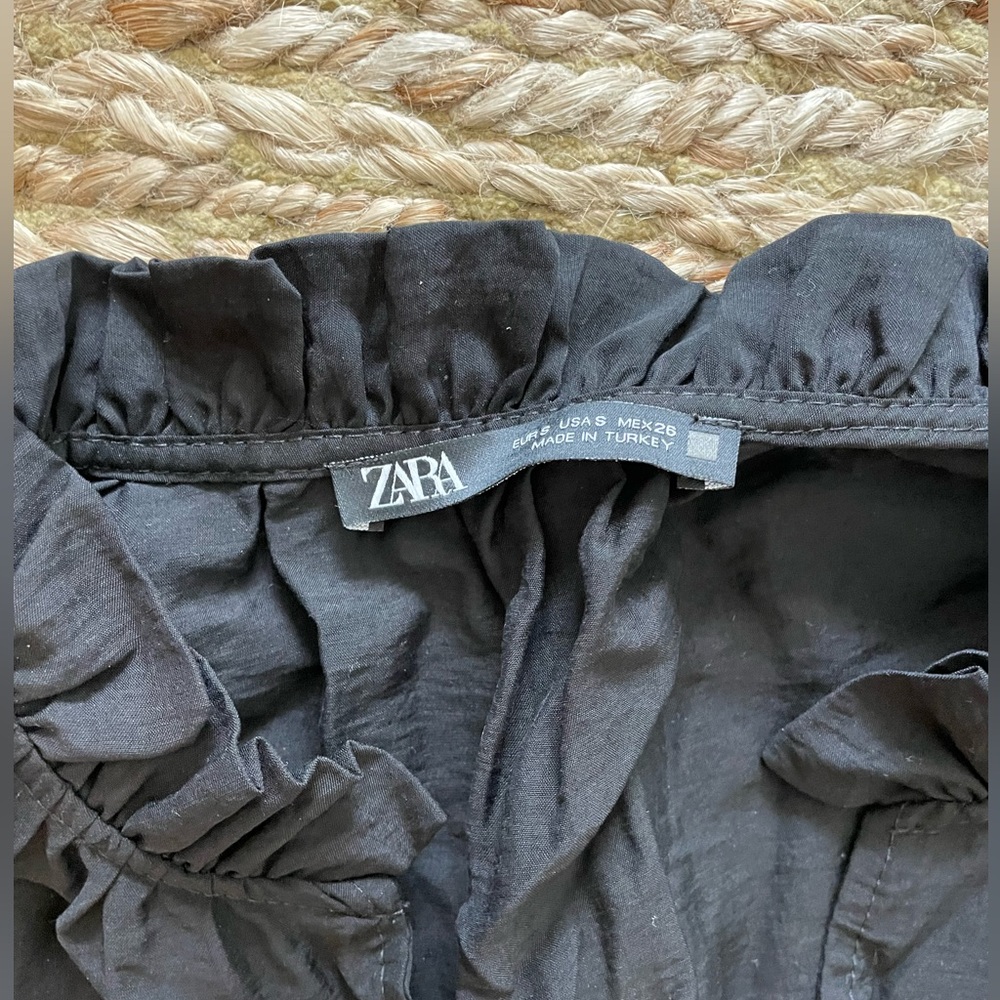 Zara Black Ruffle Dress with Buttons